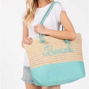 Beach-Themed Straw Beach Bag